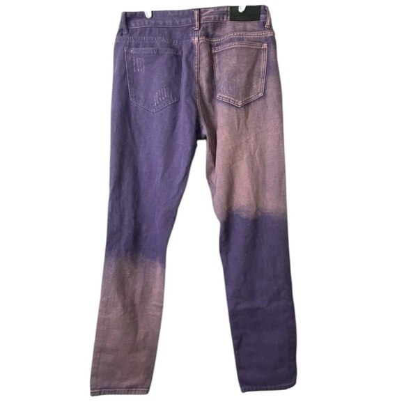 SHEIN Men’s Bleach-Dyed Purple & Pink Distressed Straight-Leg Jeans W32 - Picture 4 of 4